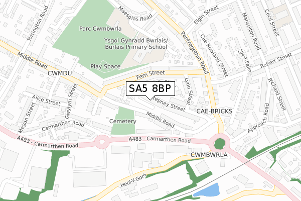 SA5 8BP map - large scale - OS Open Zoomstack (Ordnance Survey)