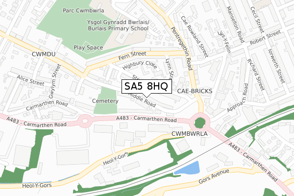 SA5 8HQ map - large scale - OS Open Zoomstack (Ordnance Survey)