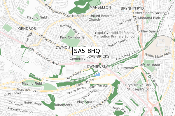 SA5 8HQ map - small scale - OS Open Zoomstack (Ordnance Survey)