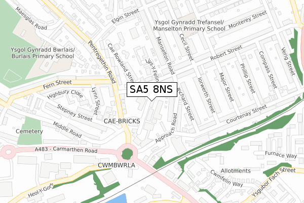 SA5 8NS map - large scale - OS Open Zoomstack (Ordnance Survey)