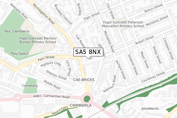 SA5 8NX map - large scale - OS Open Zoomstack (Ordnance Survey)