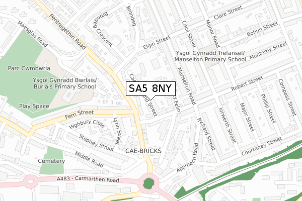 SA5 8NY map - large scale - OS Open Zoomstack (Ordnance Survey)