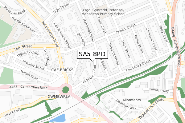 SA5 8PD map - large scale - OS Open Zoomstack (Ordnance Survey)