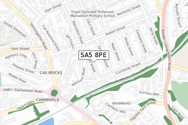 SA5 8PE map - large scale - OS Open Zoomstack (Ordnance Survey)