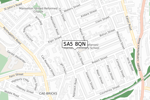 SA5 8QN map - large scale - OS Open Zoomstack (Ordnance Survey)