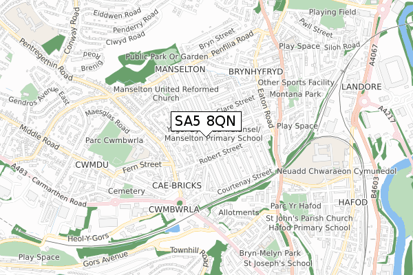 SA5 8QN map - small scale - OS Open Zoomstack (Ordnance Survey)