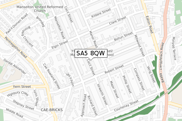 SA5 8QW map - large scale - OS Open Zoomstack (Ordnance Survey)