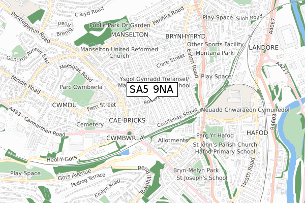 SA5 9NA map - small scale - OS Open Zoomstack (Ordnance Survey)