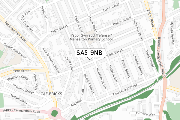 SA5 9NB map - large scale - OS Open Zoomstack (Ordnance Survey)