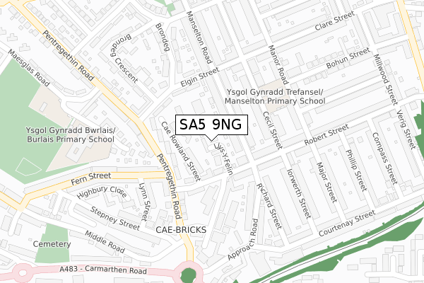 SA5 9NG map - large scale - OS Open Zoomstack (Ordnance Survey)