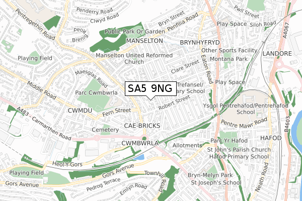 SA5 9NG map - small scale - OS Open Zoomstack (Ordnance Survey)