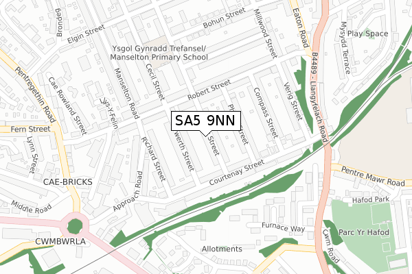 SA5 9NN map - large scale - OS Open Zoomstack (Ordnance Survey)