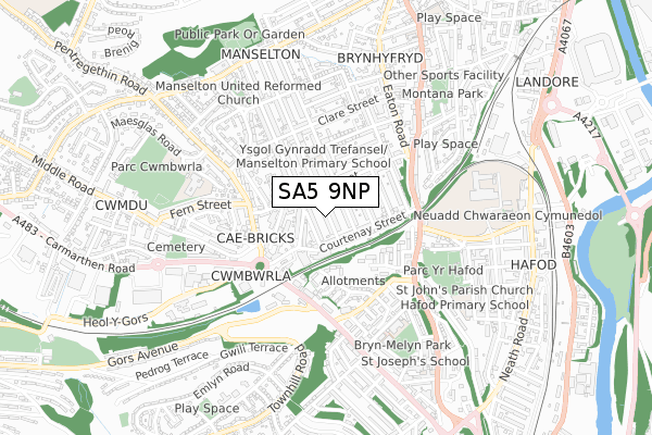 SA5 9NP map - small scale - OS Open Zoomstack (Ordnance Survey)