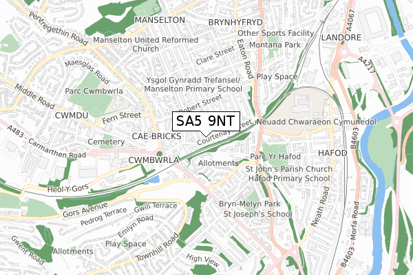 SA5 9NT map - small scale - OS Open Zoomstack (Ordnance Survey)