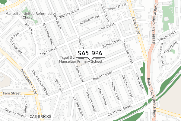 SA5 9PA map - large scale - OS Open Zoomstack (Ordnance Survey)