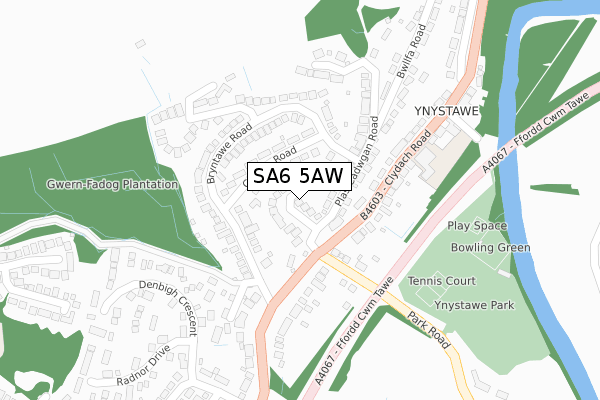 SA6 5AW map - large scale - OS Open Zoomstack (Ordnance Survey)