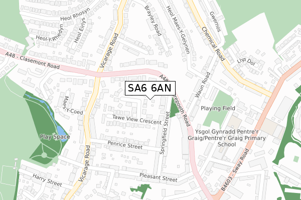 SA6 6AN map - large scale - OS Open Zoomstack (Ordnance Survey)