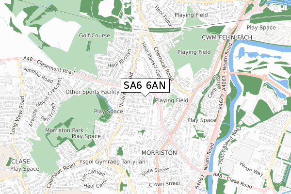 SA6 6AN map - small scale - OS Open Zoomstack (Ordnance Survey)