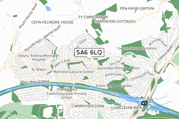 SA6 6LQ map - small scale - OS Open Zoomstack (Ordnance Survey)