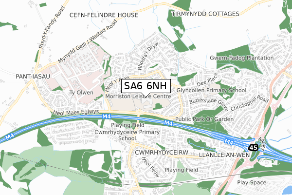 SA6 6NH map - small scale - OS Open Zoomstack (Ordnance Survey)