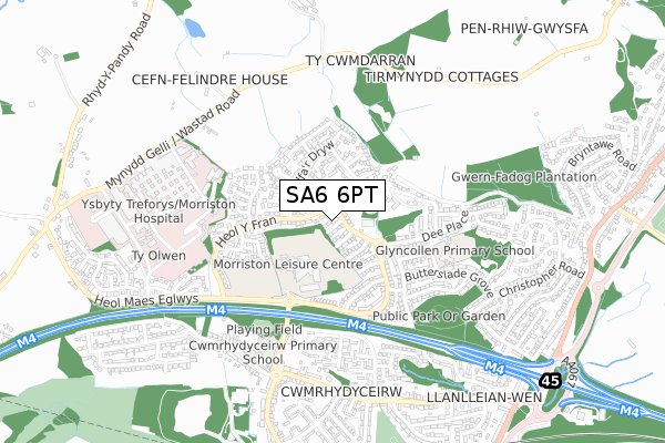 SA6 6PT map - small scale - OS Open Zoomstack (Ordnance Survey)