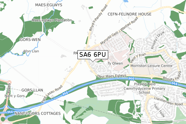 SA6 6PU map - small scale - OS Open Zoomstack (Ordnance Survey)