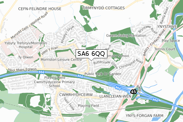 SA6 6QQ map - small scale - OS Open Zoomstack (Ordnance Survey)