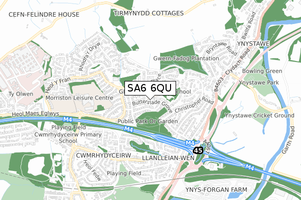 SA6 6QU map - small scale - OS Open Zoomstack (Ordnance Survey)