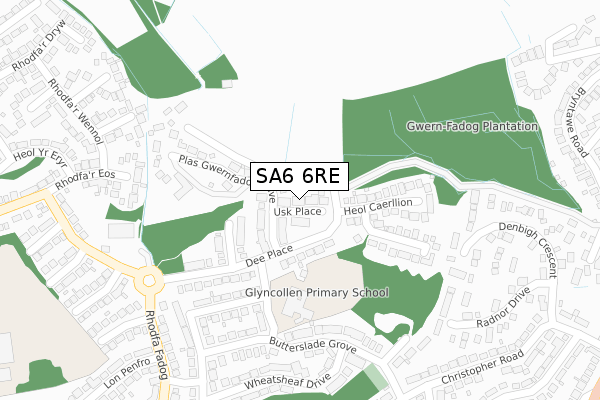 SA6 6RE map - large scale - OS Open Zoomstack (Ordnance Survey)