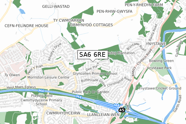 SA6 6RE map - small scale - OS Open Zoomstack (Ordnance Survey)