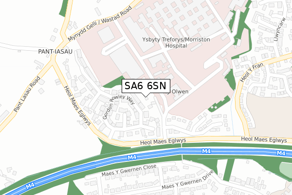 SA6 6SN map - large scale - OS Open Zoomstack (Ordnance Survey)