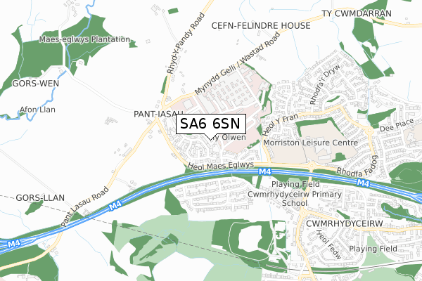 SA6 6SN map - small scale - OS Open Zoomstack (Ordnance Survey)