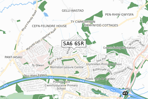 SA6 6SR map - small scale - OS Open Zoomstack (Ordnance Survey)