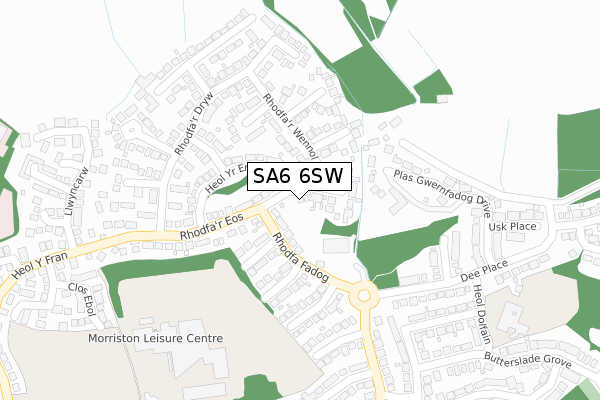 SA6 6SW map - large scale - OS Open Zoomstack (Ordnance Survey)