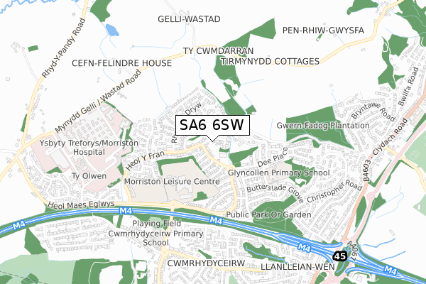 SA6 6SW map - small scale - OS Open Zoomstack (Ordnance Survey)