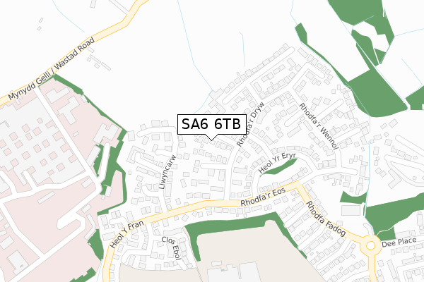 SA6 6TB map - large scale - OS Open Zoomstack (Ordnance Survey)