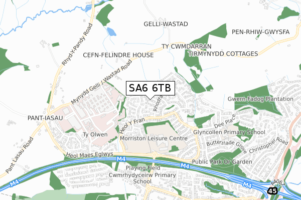 SA6 6TB map - small scale - OS Open Zoomstack (Ordnance Survey)