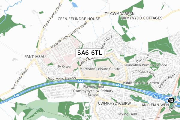 SA6 6TL map - small scale - OS Open Zoomstack (Ordnance Survey)