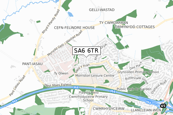 SA6 6TR map - small scale - OS Open Zoomstack (Ordnance Survey)