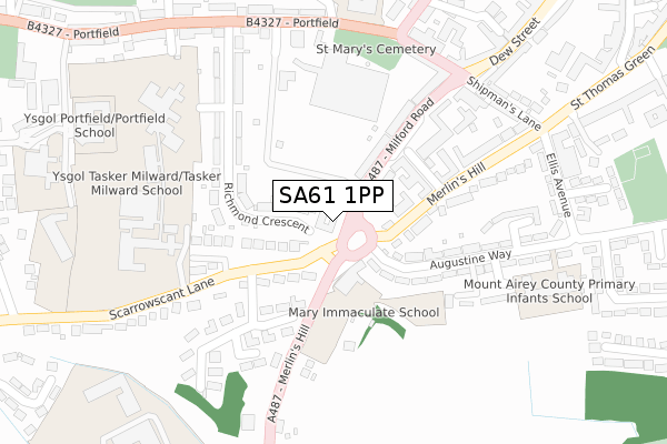 SA61 1PP map - large scale - OS Open Zoomstack (Ordnance Survey)