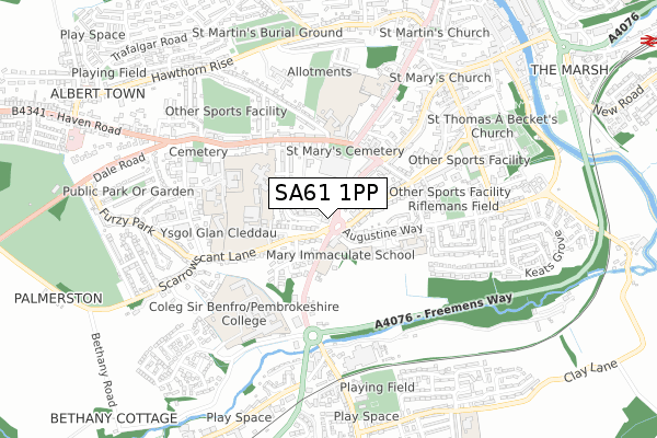 SA61 1PP map - small scale - OS Open Zoomstack (Ordnance Survey)