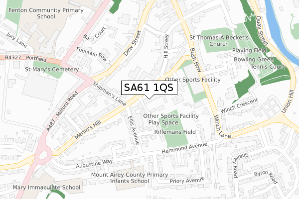 SA61 1QS map - large scale - OS Open Zoomstack (Ordnance Survey)