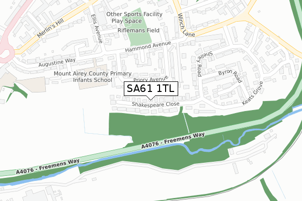 SA61 1TL map - large scale - OS Open Zoomstack (Ordnance Survey)