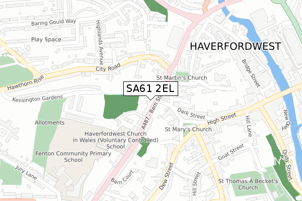 SA61 2EL map - large scale - OS Open Zoomstack (Ordnance Survey)