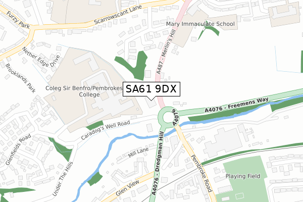 SA61 9DX map - large scale - OS Open Zoomstack (Ordnance Survey)