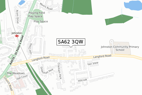 SA62 3QW map - large scale - OS Open Zoomstack (Ordnance Survey)