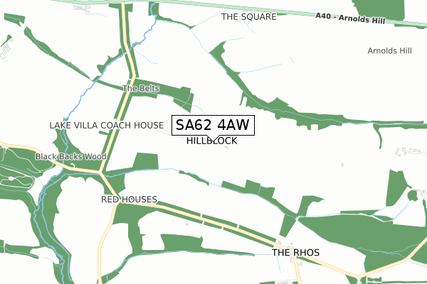 SA62 4AW map - small scale - OS Open Zoomstack (Ordnance Survey)