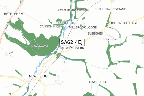 SA62 4EJ map - small scale - OS Open Zoomstack (Ordnance Survey)