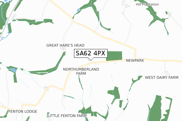 SA62 4PX map - small scale - OS Open Zoomstack (Ordnance Survey)