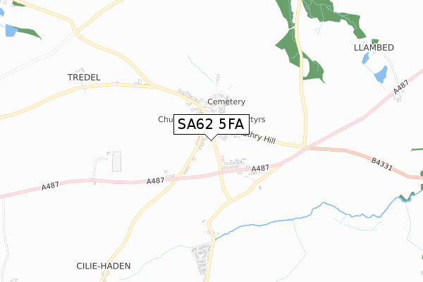 SA62 5FA map - small scale - OS Open Zoomstack (Ordnance Survey)